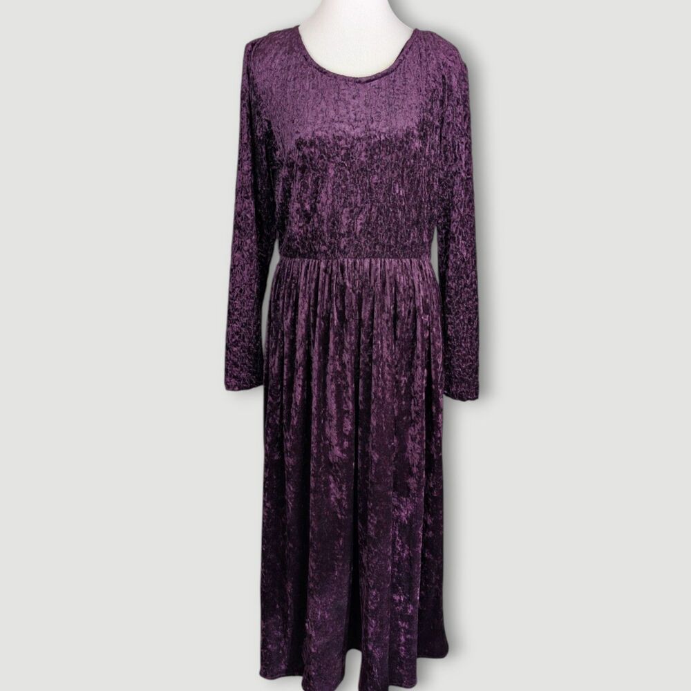 Coldwater Creek Purple Velvet Maxi Dress Size M - Picture 2 of 8